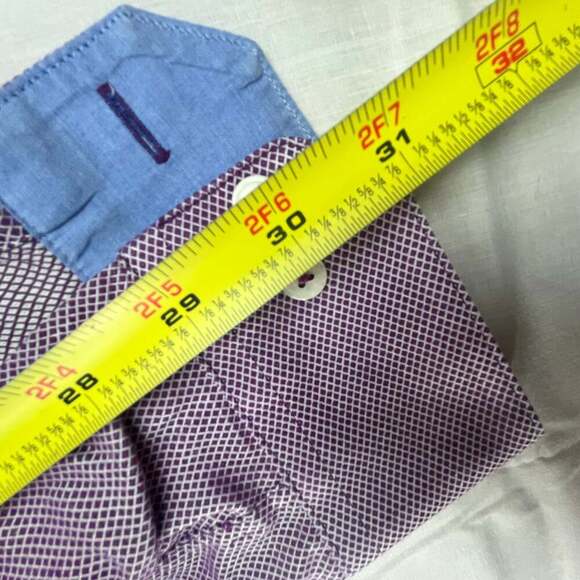 Original Penguin Men’s 16 34/35 Slim Fit Long Sleeve Purple Diamond Button Down - Picture 3 of 11